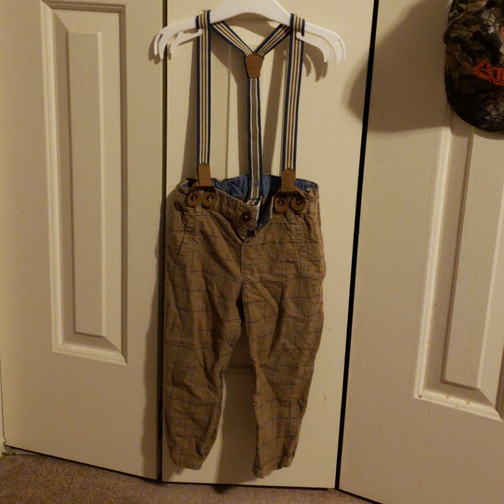 Brown dress pants with suspenders